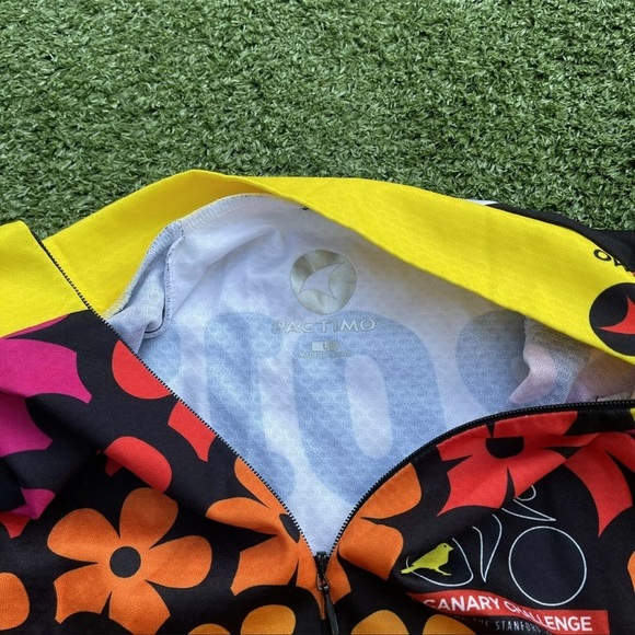 PACTIMO cycling jersey men's Large Rainbow Colorful Stanford Canary Activewear - Picture 6 of 7